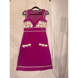 Nicole Miller Fuscia dress with lace women’s size M